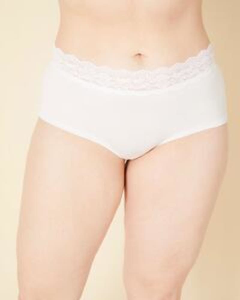 Front of a model wearing a size 1X Love Low-Rise Boyshort in White by Cosabella. | dia_product_style_image_id:253524